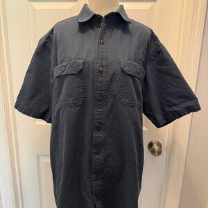 Red Head Men's Blue Button Up, Short Sleeve, Size LT